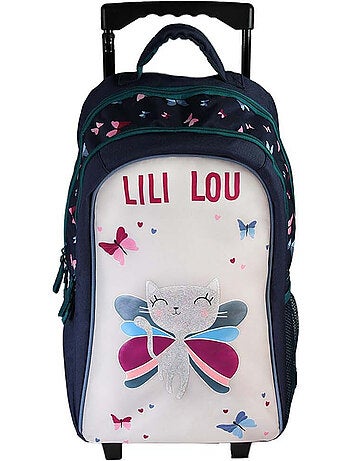 Zaino trolley bambina Lili Lou beige e blu 2 scomparti