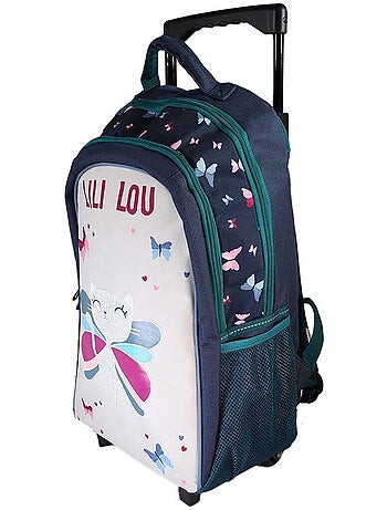 Zaino trolley bambina Lili Lou beige e blu 2 scomparti