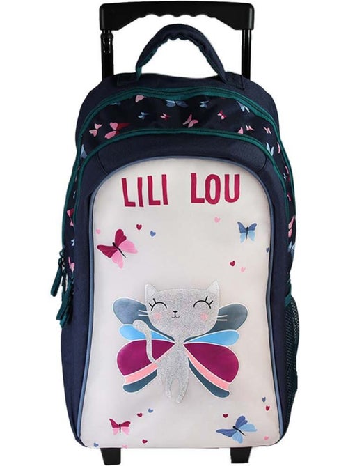 Zaino trolley bambina Lili Lou beige e blu 2 scomparti - Kiabi