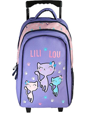 Zaino trolley bambina Lili Lou viola e rosa 2 scomparti