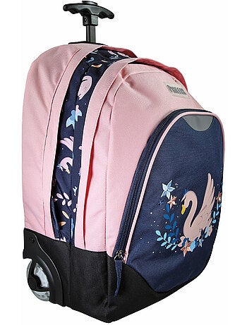 Zaino trolley bambina Phileas Cigno blu e rosa 2 scomparti