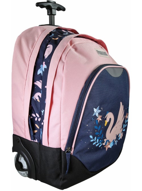 Zaino trolley bambina Phileas Cigno blu e rosa 2 scomparti - Kiabi