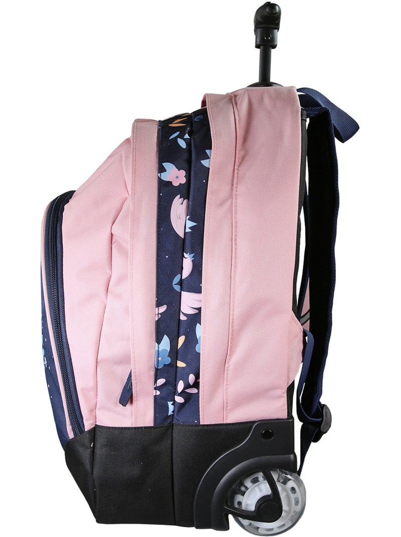 Zaino trolley bambina Phileas Cigno blu e rosa 2 scomparti Blu marino - Kiabi