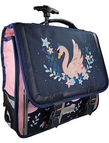 Zaino trolley da bambina Phileas Cigno da 41 cm – 2 scomparti – Blu e rosa