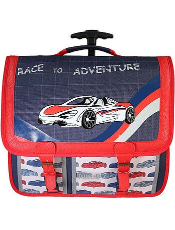 Zaino trolley da bambino Phileas Auto da 41 cm – 2 scomparti – Blu e rosso