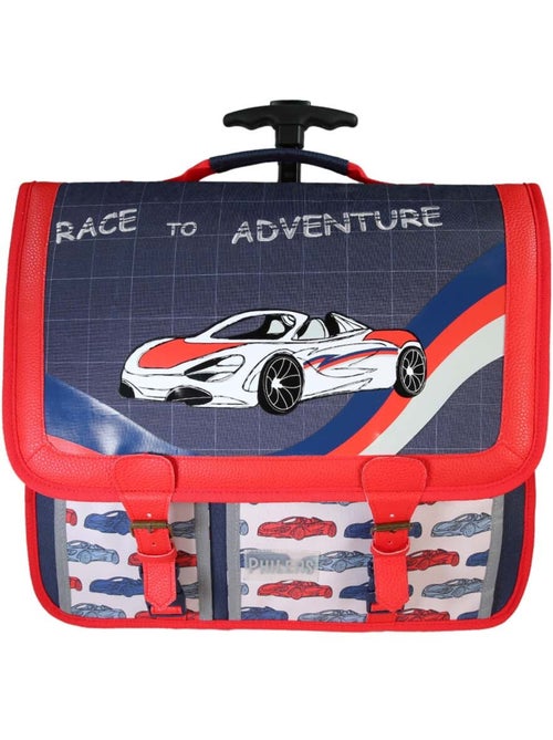 Zaino trolley da bambino Phileas Auto da 41 cm – 2 scomparti – Blu e rosso - Kiabi