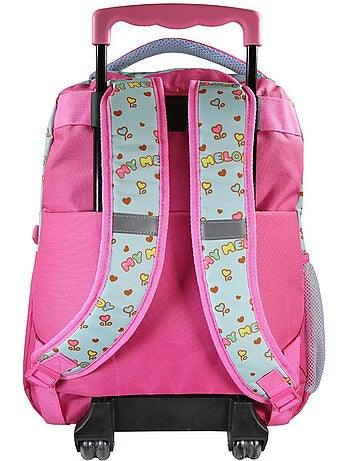 Zaino trolley scuola 2 scomparti MY MELODY Birdy rosa effetto olografico