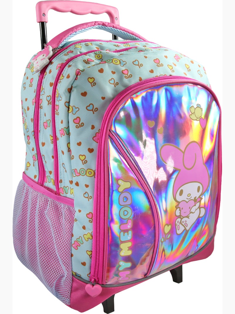 Zaino trolley scuola 2 scomparti MY MELODY Birdy rosa effetto olografico Rosa - Kiabi