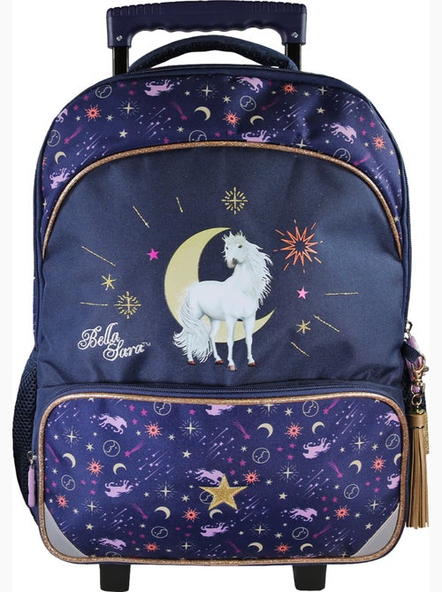 Zaino trolley scuola bambina 2 scomparti BELLA SARA blu notte - Kiabi