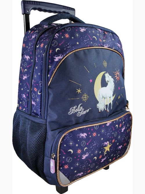 Zaino trolley scuola bambina 2 scomparti BELLA SARA blu notte - Kiabi