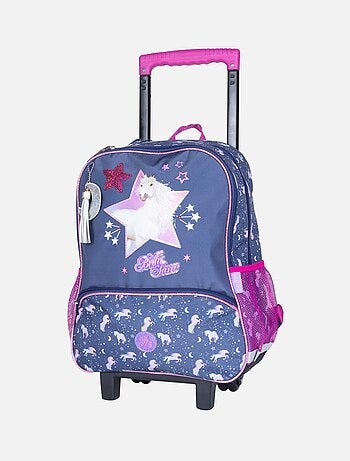 Zaino trolley scuola bambina 2 scomparti BELLA SARA blu viola