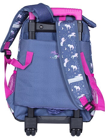 Zaino trolley scuola bambina 2 scomparti BELLA SARA blu viola