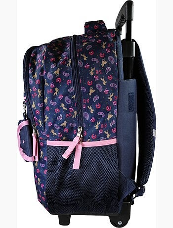Zaino trolley scuola bambina STALLA BIANCA Cow Girl blu