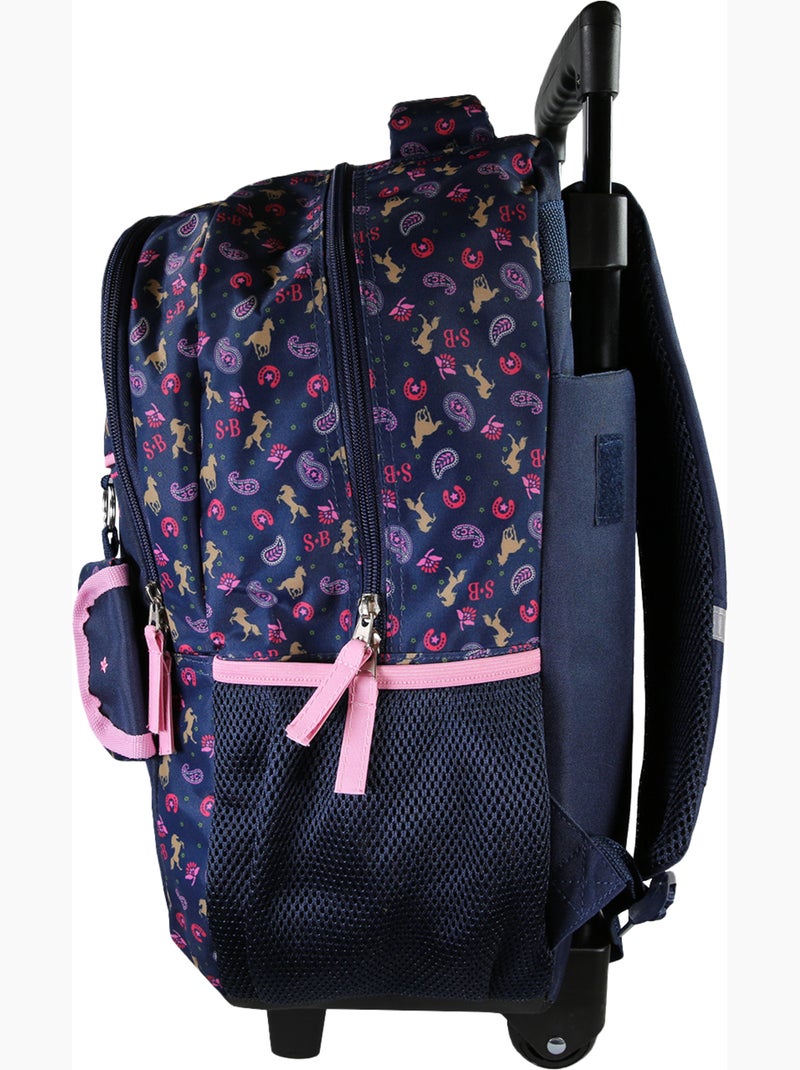 Zaino trolley scuola bambina STALLA BIANCA Cow Girl blu Blu - Kiabi