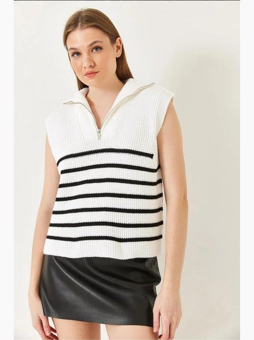 Zip-up selanik knit sweater vest lucci - Kiabi Zip-up selanik knit sweater vest lucci - Kiabi