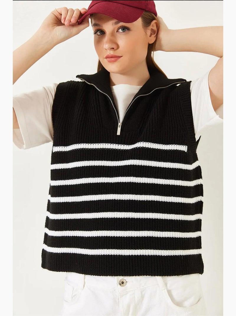Zip-up selanik knit sweater vest lucci Nero Bianco - Kiabi