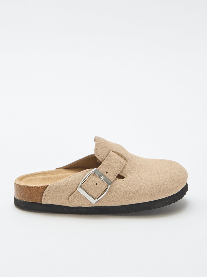 Zoccoli in scamosciato con fibbia Beige - Kiabi