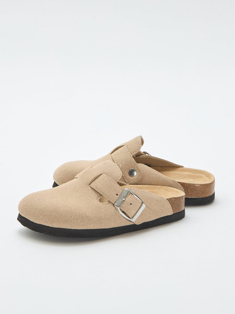Zoccoli in scamosciato con fibbia Beige - Kiabi