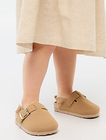 Zoccoli in simil suede con velcro