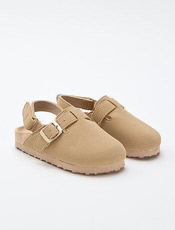 Zoccoli in simil suede con velcro