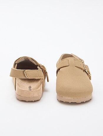 Zoccoli in simil suede con velcro