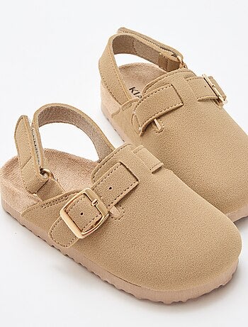 Zoccoli in simil suede con velcro