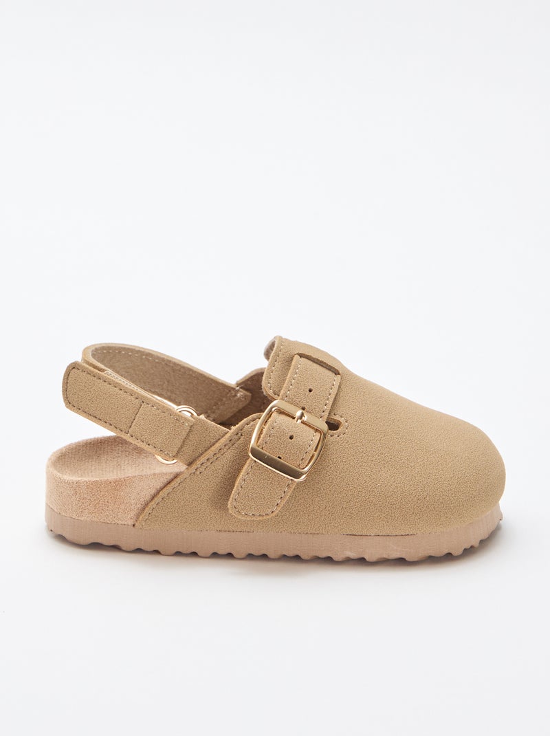 Zoccoli in simil suede con velcro Beige - Kiabi