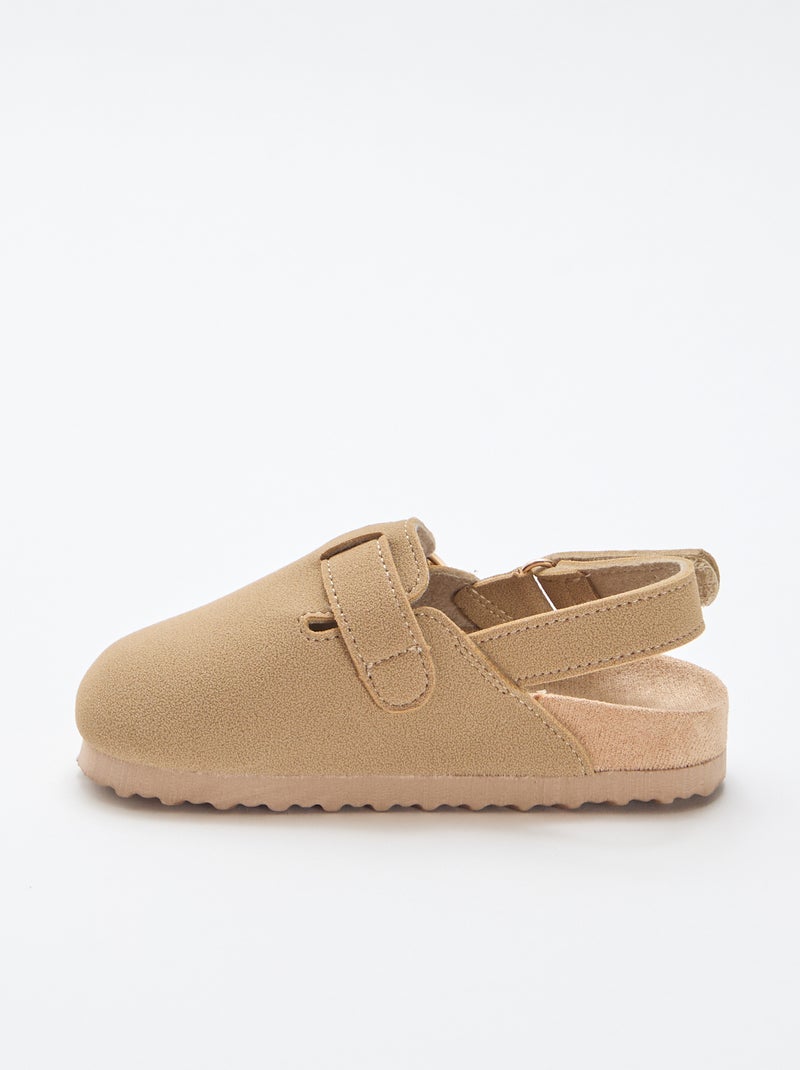 Zoccoli in simil suede con velcro Beige - Kiabi