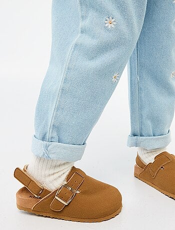 Zoccoli in simil suede con velcro