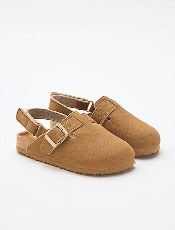 Zoccoli in simil suede con velcro