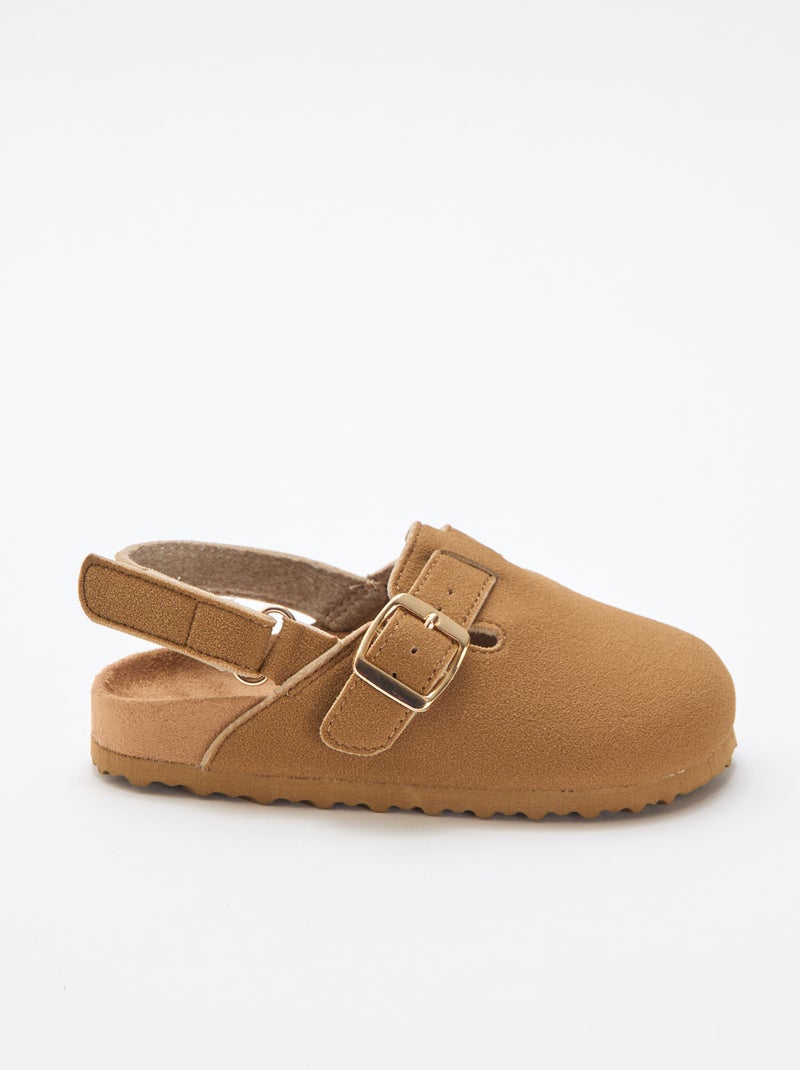 Zoccoli in simil suede con velcro Marrone - Kiabi