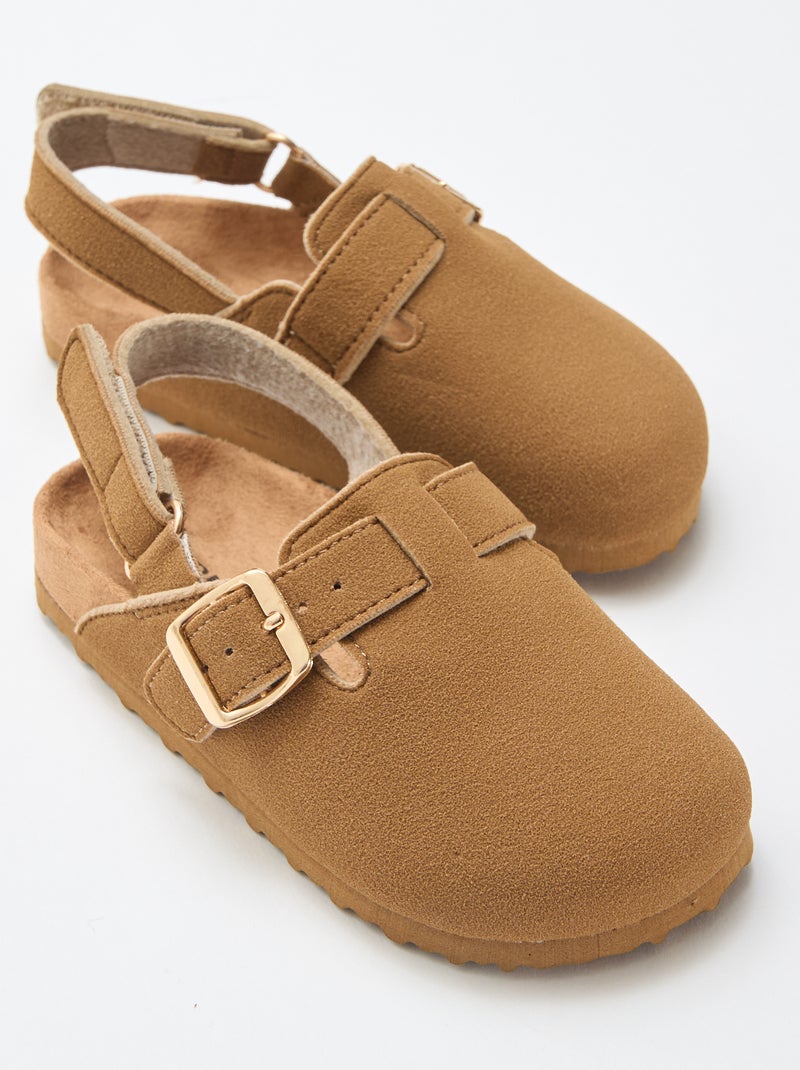 Zoccoli in simil suede con velcro Marrone - Kiabi