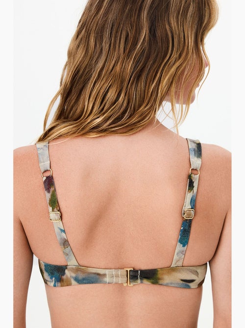 Zoe cup top bikini con motivo a foglie e filato lucido penti - Kiabi